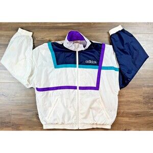 Vintage 90's Adidas Nylon Windbreaker Jacket Abstract Colorblock  SZ L